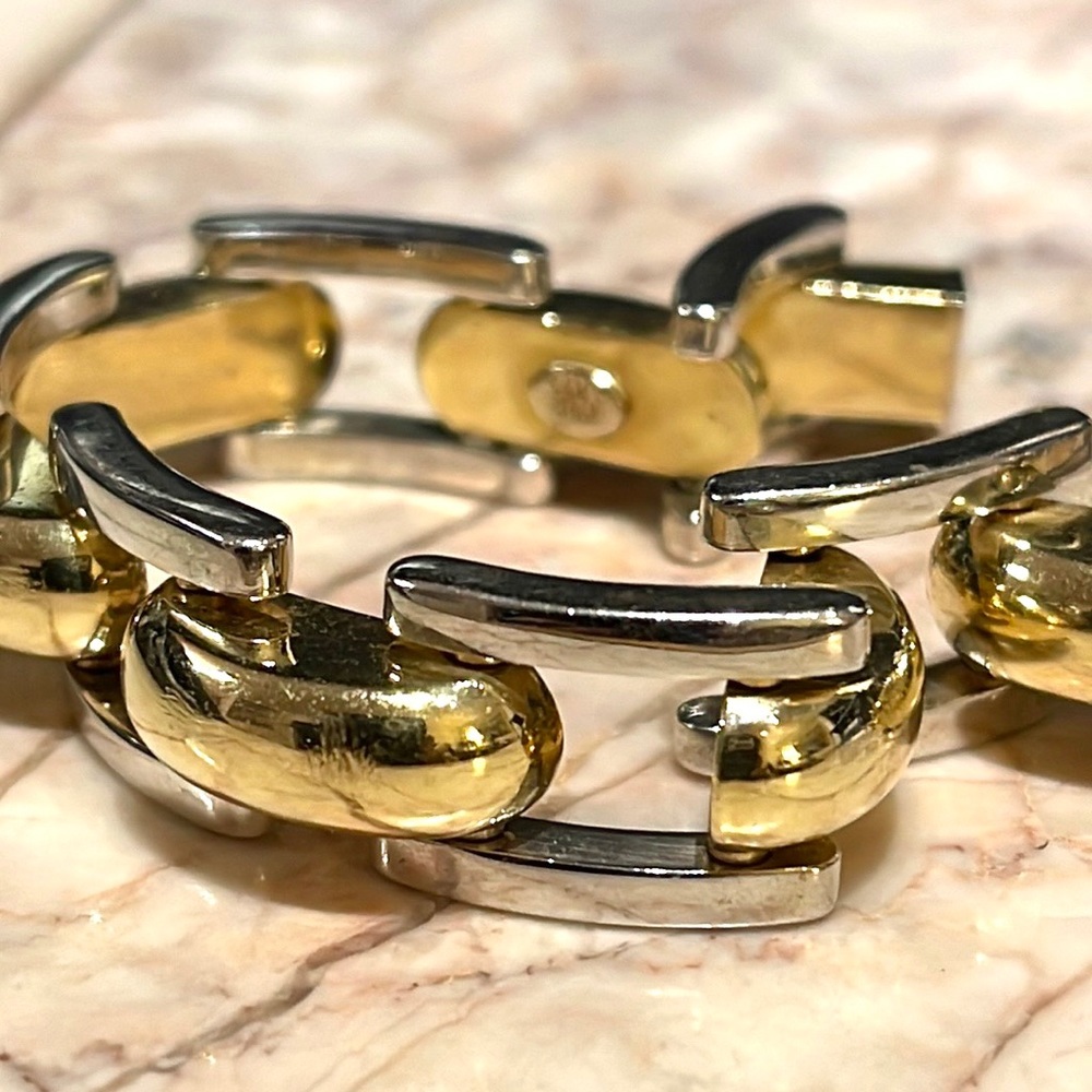 14k -2- Toned Heavy Link Bracelet - Picture 6 of 11